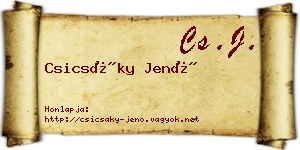 Csicsáky Jenő névjegykártya